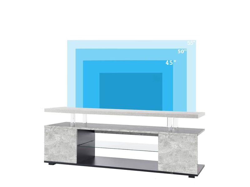  Meuble tv tcqpz 130 x 40 x 48 cm pour tv 60 pouces led multicolore rangement gris et noir  - Conforama A