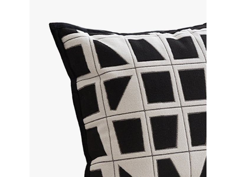  Coussin carré en tissu à motifs blanc et noir 45x45 cm  - Conforama C