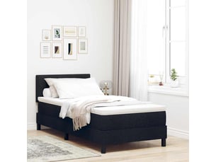 Lit adulte, lit simple, lit à ressorts avec tête de lit noir 90x190cm tissu cf17217