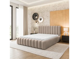 Lit coffre 140x200 cm <strong>MASSENO</strong>  <strong></strong> coloris beige