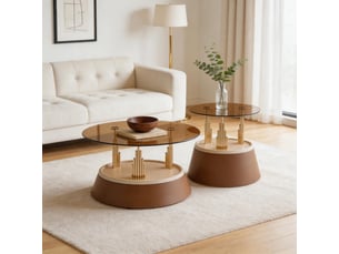 Table basse rond(e) coloris marron <strong>HAUSS SPOLE</strong> <strong></strong> - 70 cmx50 cm