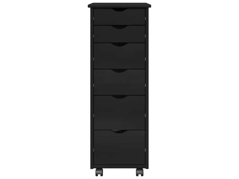  Caisson roulant de bureau, meuble de rangement 34 x 39 x 93,5 cm bois de pin massif noir  - Conforama E