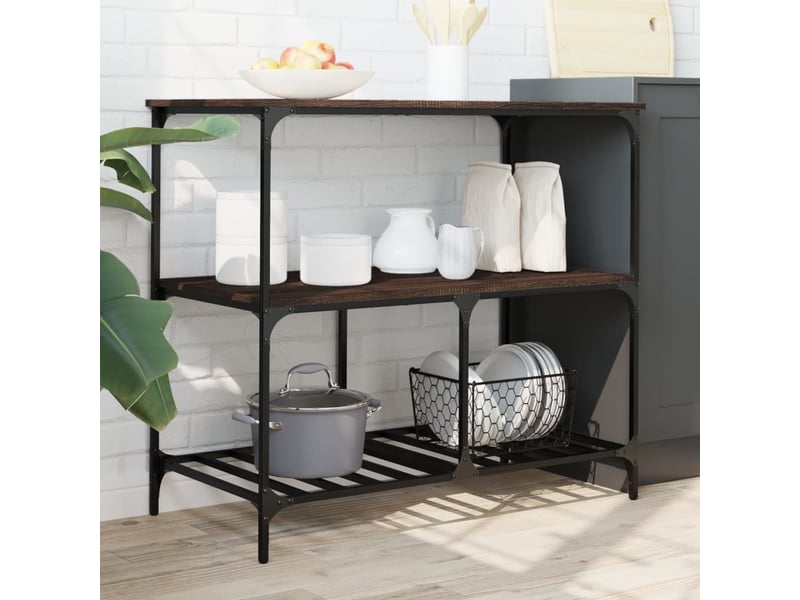 Desserte de cuisine, chariot de rangement chêne marron 100x50x95 cm bois d'ingénierie - Conforama C
