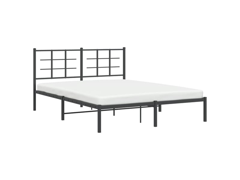  Lit double- lit adulte -  cadre de lit métal sans matelas avec tête de lit noir 150x200cm  - Conforama C