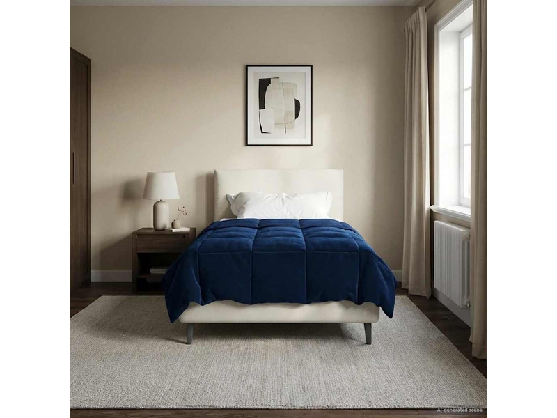  Duvet - couette complet toute l'année 155 x 200 cm 4 saisons bleu foncé  - Conforama D