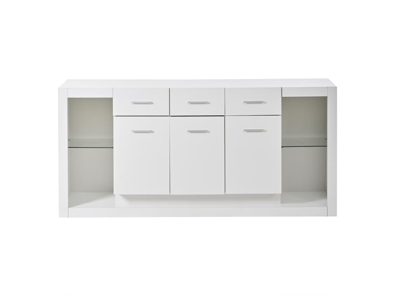  Buffet 3 portes et 3 tiroirs avec éclairage led blanc 160 x 40 x 75 cm  - Conforama A