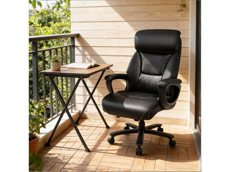  Fauteuil de bureau pivotant réglable en similicuir et métal noir 72x86x127 cm T5828P492842 - Conforama B