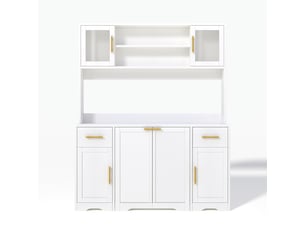 Meuble haut de cuisine avec plan de travail et led mdf blanc 140x40x173 cm