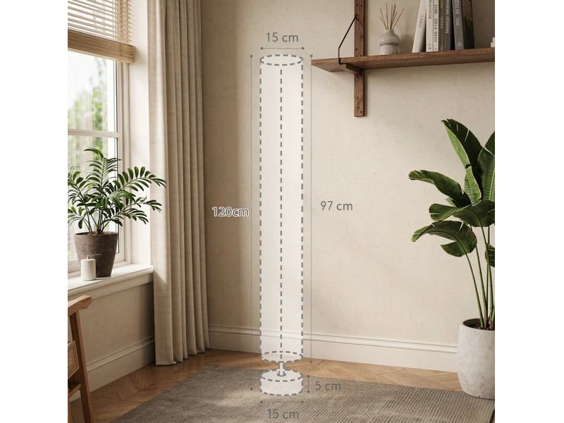  Lampadaire 15x15x120 cm avec interrupteur au pied bois métal gris  - Conforama E