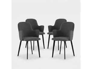 Lot de 4 chaises rembourrées en tissu facile à nettoyer flow - gris foncé