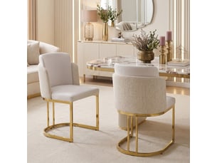4 chaises de salle à manger en chenille beige et doré, confortables, pieds galvanisés - style moderne pour cafés-restos