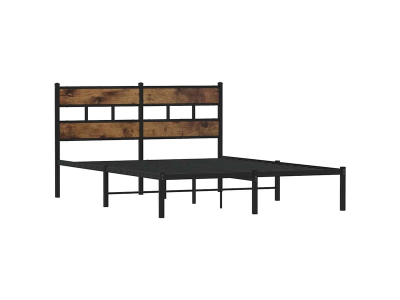  Lit double- lit adulte -  cadre de lit en métal sans matelas chêne fumé 150x200 cm  - Conforama B