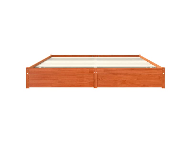 Lit double- lit adulte - cadre de lit marron 200 x 200 cm bois de pin massif - Conforama C