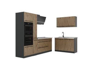 Vicco cuisine en angle, chêne artisananthracite, 230 x 120 cm plan de travail marbre