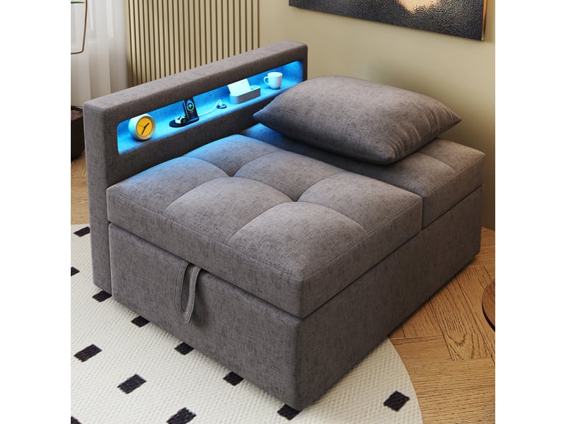  Canapé convertible, canapé-lit – avec accoudoirs, port usb, éclairage led, dossier réglable  - Conforama E