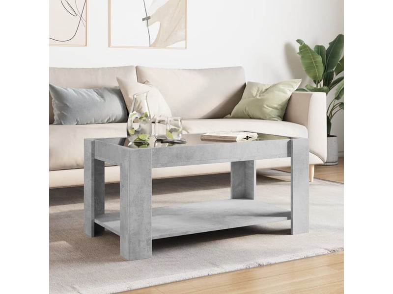  Table basse - table de salon - table à thé avec led gris béton 93x53x45 cm bois d'ingénierie  - Conforama D