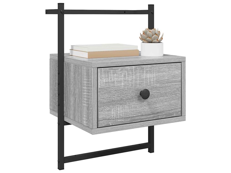  Table de chevet - cabinet de chevet - table de nuit murale sonoma gris 35x30x51cm bois d'ingénierie  - Conforama C