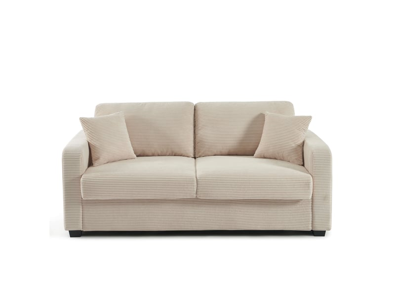  Canapé droit express serva 3 places velours côtelé beige  - Conforama A