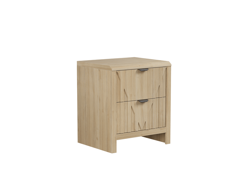  Table de chevet tcqpz 48 x 40 x 55,5 cm 2 tiroirs rangement style mid-century moderne mdf et panneaux de particules chêne clair  - Conforama A