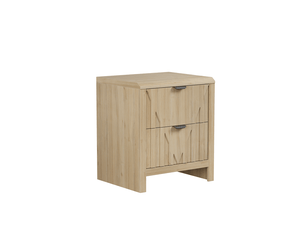 Table de chevet tcqpz 48 x 40 x 55,5 cm 2 tiroirs rangement style mid-century moderne mdf et panneaux de particules chêne clair