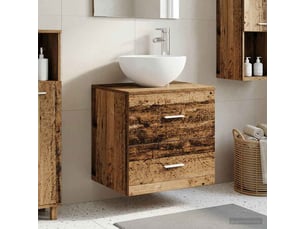 Vanité de lavabo mural, meuble de rangement bois ancien 49.5x41x64.5 cm shl9666