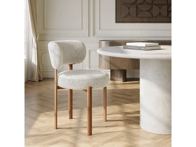  Lot de 2 chaises en bouclette crème lauren AC24BCR - Conforama B