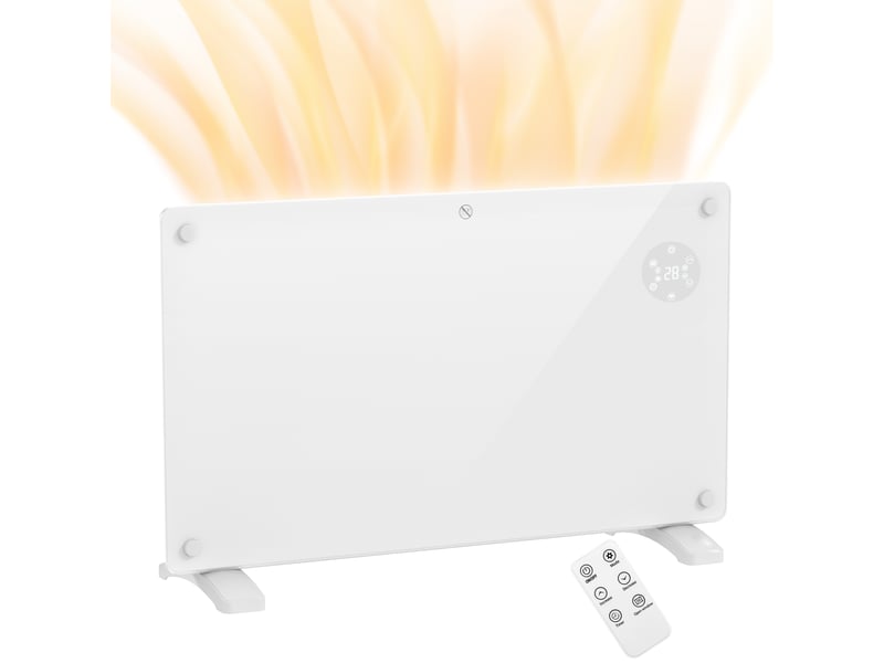 Radiateur électrique au sol ou mural 1500w affichage led, minuterie 24 heures ou hebdomadaire, thermostat, télécommande - Conforama A