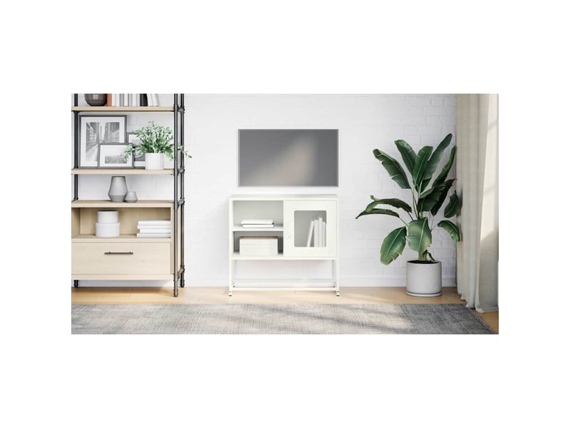  Meuble tv - banc tv - meuble de rangement blanc 68x39x60,5 cm acier  - Conforama C