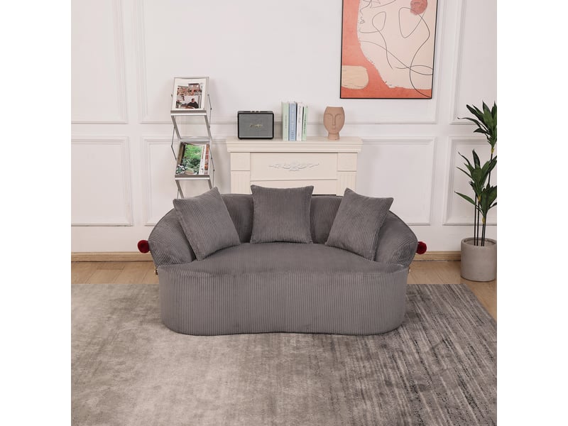 Canapé droit 2 places en cordonnet, design chapeau de clown, coussins et tapis pour animal inclus, ambiance chaleureuse et confortable - Conforama D