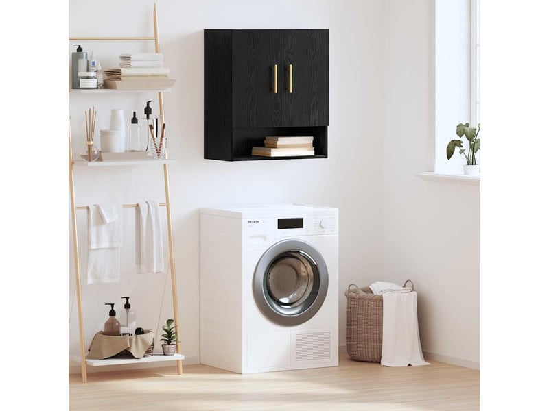  Meuble mural, rangement salon 60 x 31 x 70 cm bois d'ingénierie chêne noir shl9891  - Conforama B