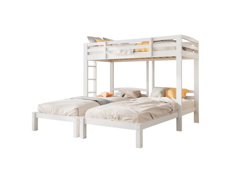  Lit triple 90x200cm coloris blanc bois massif lit enfant blanc - Conforama A