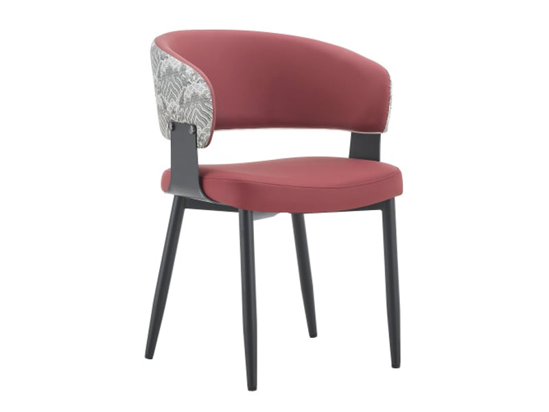 Chaises mid-century modern – lot de 2, fauteuils rétro simili cuir, accoudoirs tonneaux, dossier motif, pieds solides - Conforama A