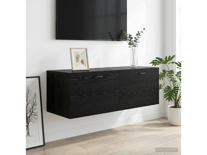  Meuble mural salon chêne noir 100 x 36,5 x 35 cm bois d'ingénierie shl9158  - Conforama D