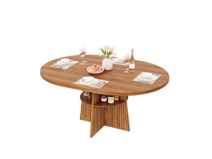 Table de salle à manger extensible pour 2 à 8 personnes avec étagère intégrée en mdf noyer 110-150 × 110 × 77,5 cm