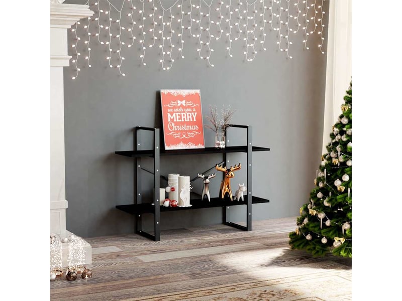  Bibliothèque à 2 niveaux, armoire à livres noir 100x30x70 cm bois de pin massif  - Conforama C