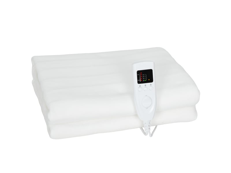  Couverture chauffante, plaid chauffant avec double commande, 5 niveaux de chauffage, 160x140cm, minuterie 10h, blanc  - Conforama B
