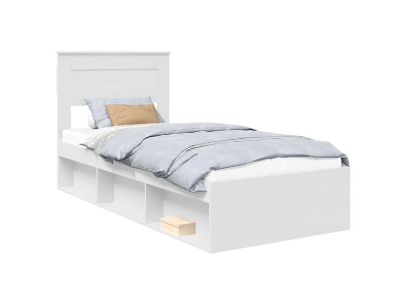 Lit simple- lit adulte - cadre de lit blanc 100 x 200 cm bois de pin massif - Conforama A
