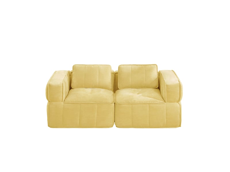  Canapé modulable 2 places sans structure en polyester jaune  - Conforama E