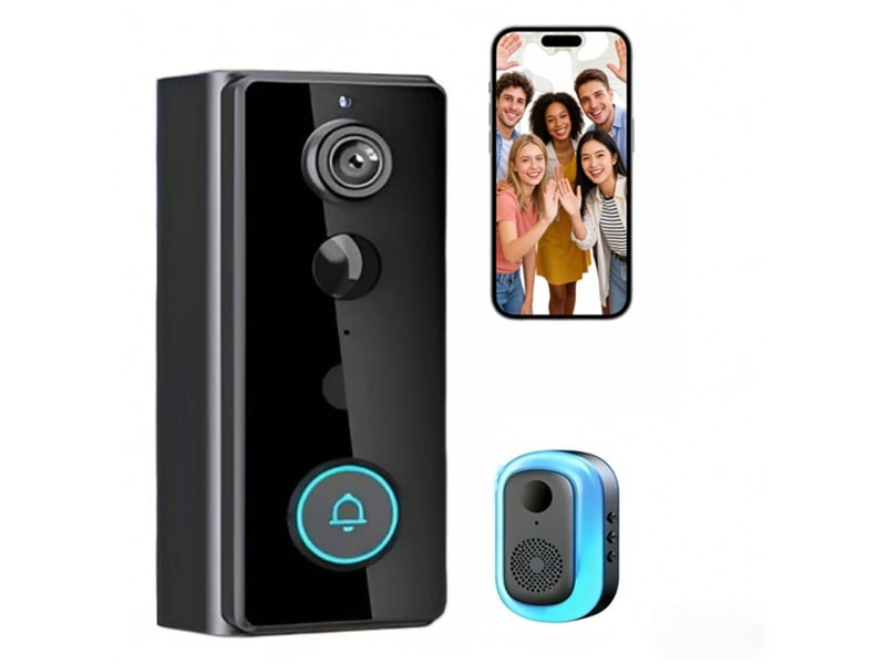  Portier video sans fil ultra hd 166° avec carillon ip65 noir bleu 348951_AACUF47730_6_DROPFR - Conforama A
