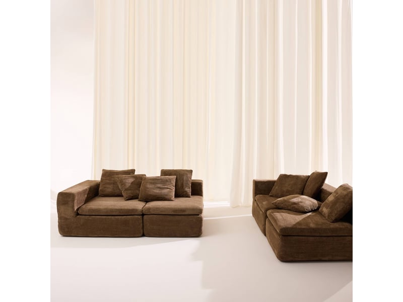  Canapé modulable tissu chenille 5 places marron - movi  - Conforama E