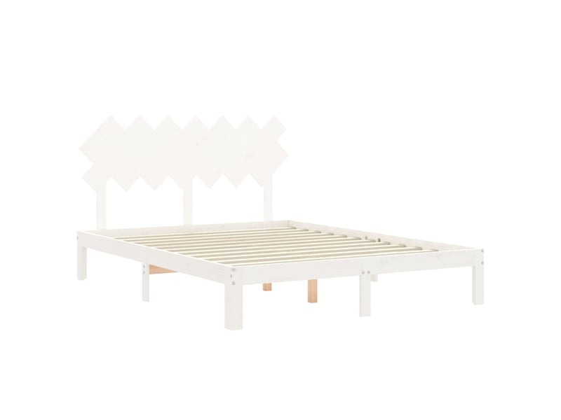  Lit double- lit adulte -  cadre de lit sans matelas blanc 140x190 cm bois de pin massif  - Conforama D