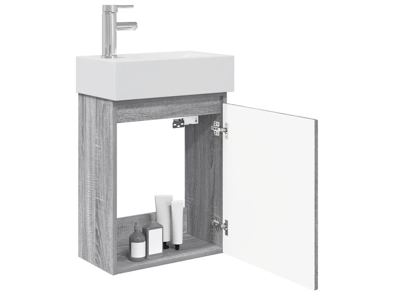 Meuble de rangement salle de bain avec robinet sonoma gris shl832 - Conforama C