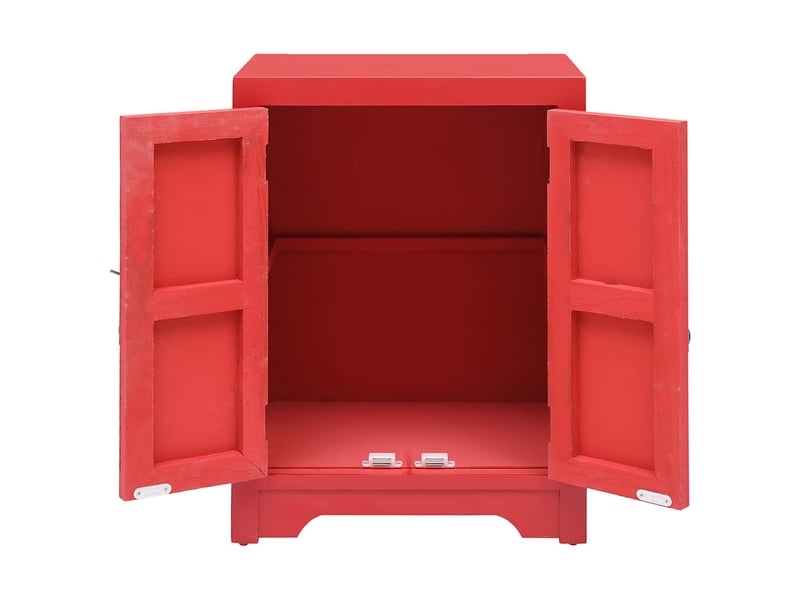  Table de chevet - cabinet de chevet - table de nuit rouge 38 x 28 x 52 cm bois de paulownia  - Conforama C