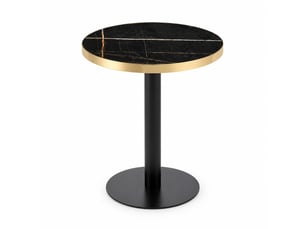 Table d’appoint ronde, 60 cm, table salon moderne table basse effet marbre, plateau mdf, piètement métal, coloris noir
