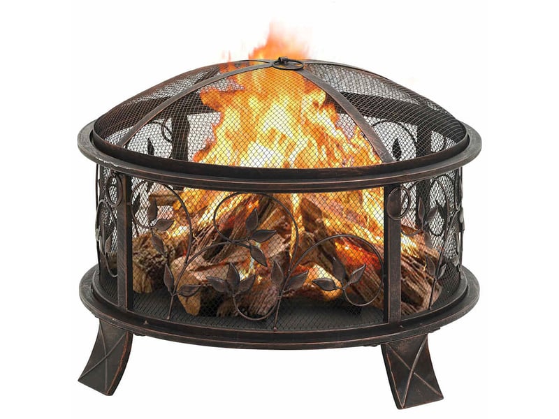  Brasero exterieur, foyer camping rustique avec tisonnier 67,5 cm xxl acier  - Conforama C
