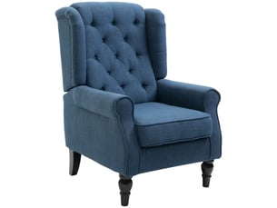 Fauteuil de salon, fauteuil lounge – bleu, avec accoudoirs, pieds bois