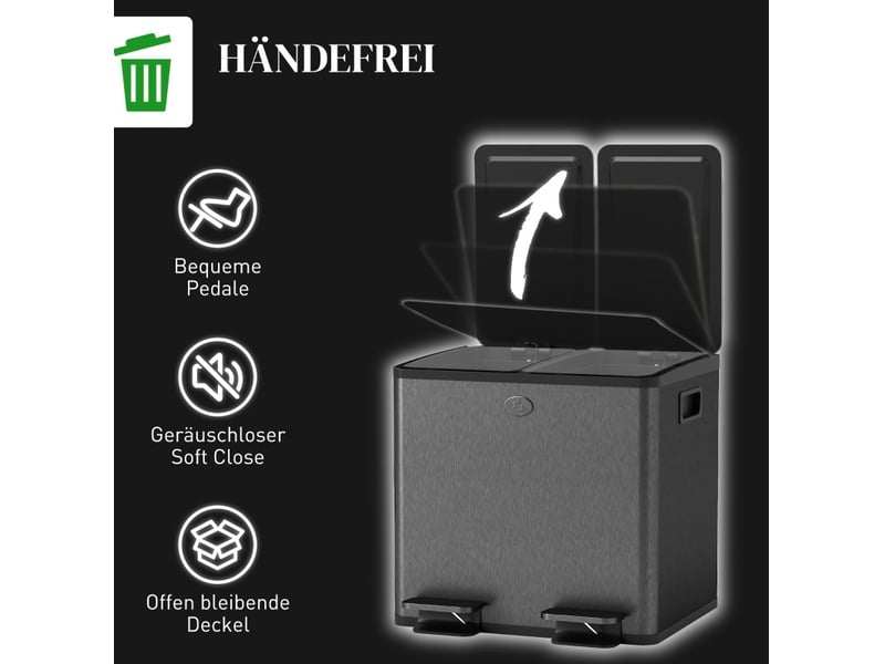 Poubelle de tri 2 x 15 l 41,7 x 36,6 x 43,2 cm noire - Conforama D
