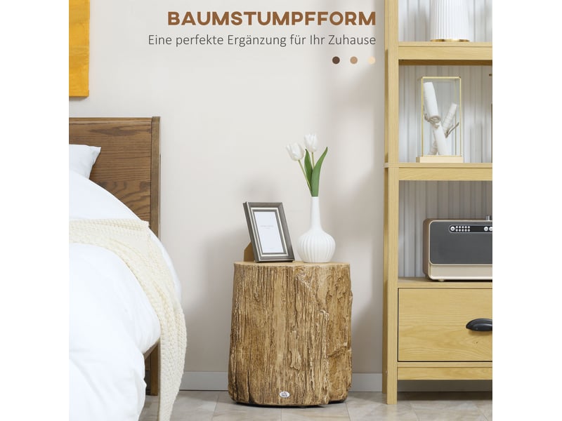  Table basse fixe en béton effet souche avec 4 pieds réglables, surface vernie pour salon et chambre, 37 × 37 × 43 cm  - Conforama C