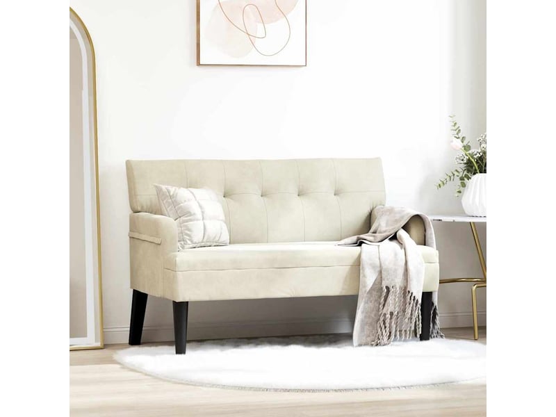  Banc chambre, banc de lit chesterfield crème 112x65,5x75 cm velours  - Conforama B