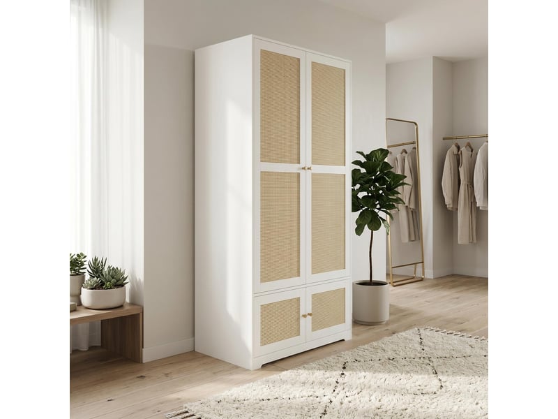  Armoire blanche au design géométrique 110 x 24 x 100 cm  - Conforama C